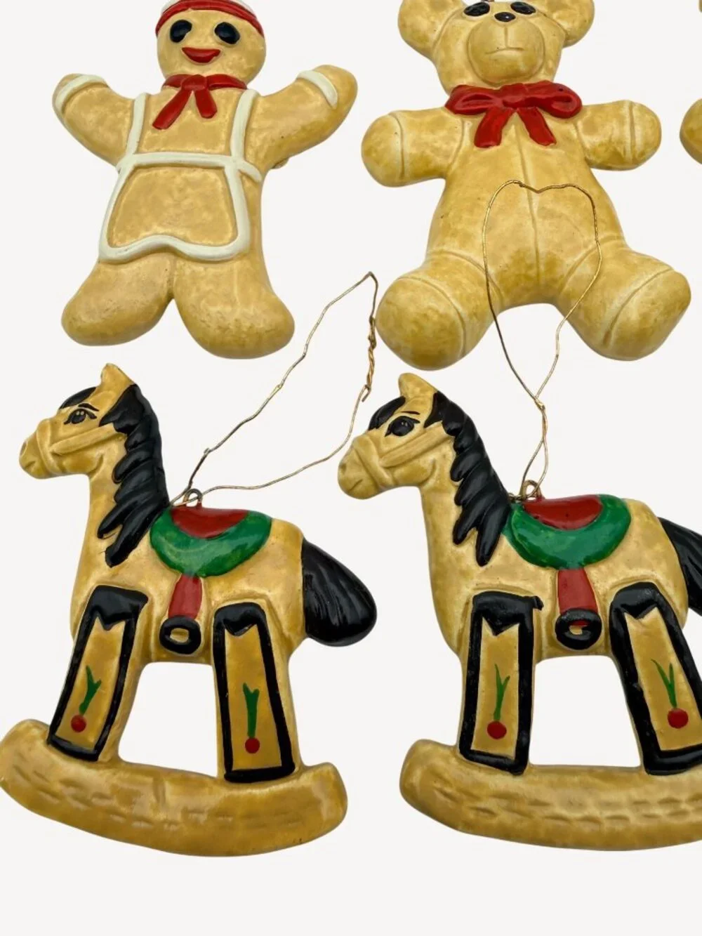 1950s Vintage Handmade Christmas Ornaments Set Of 6 Ceramic Japan Signed MY